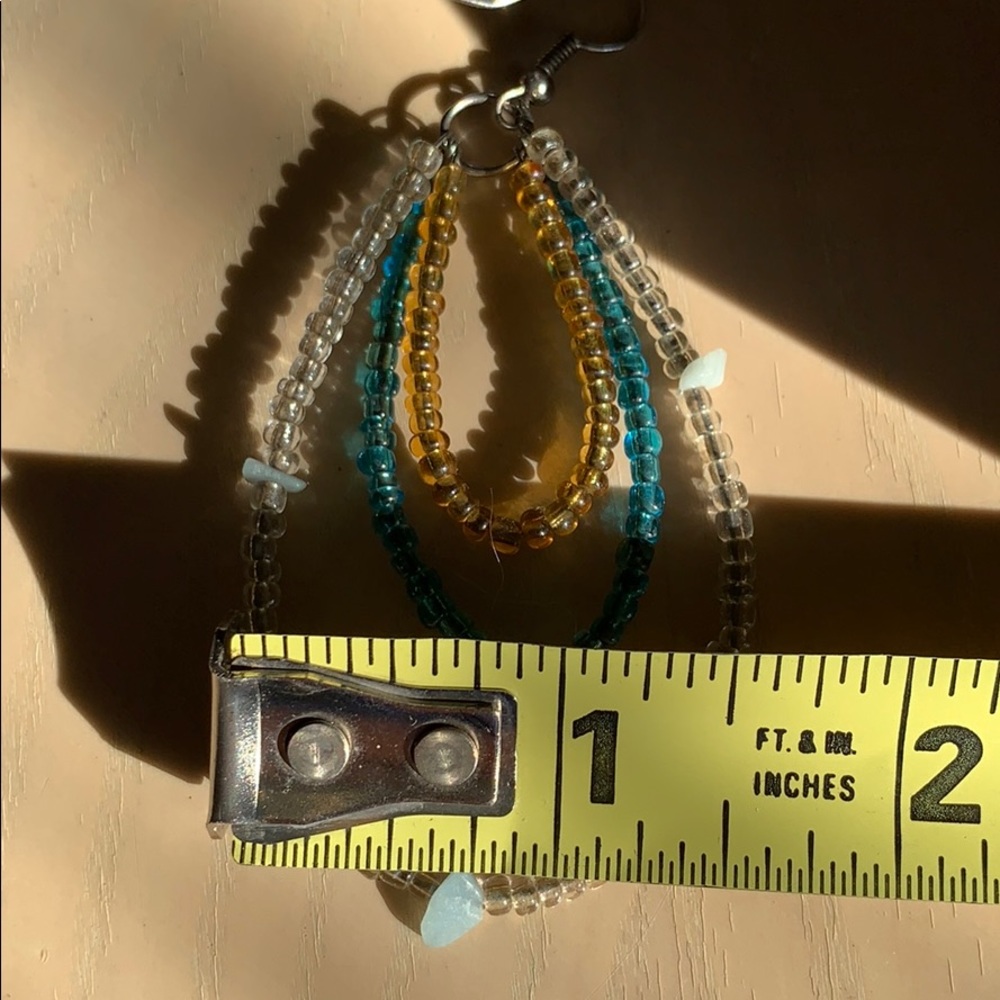 ✓ Bead and rock earrings turquoise amber clear - Picture 10 of 10